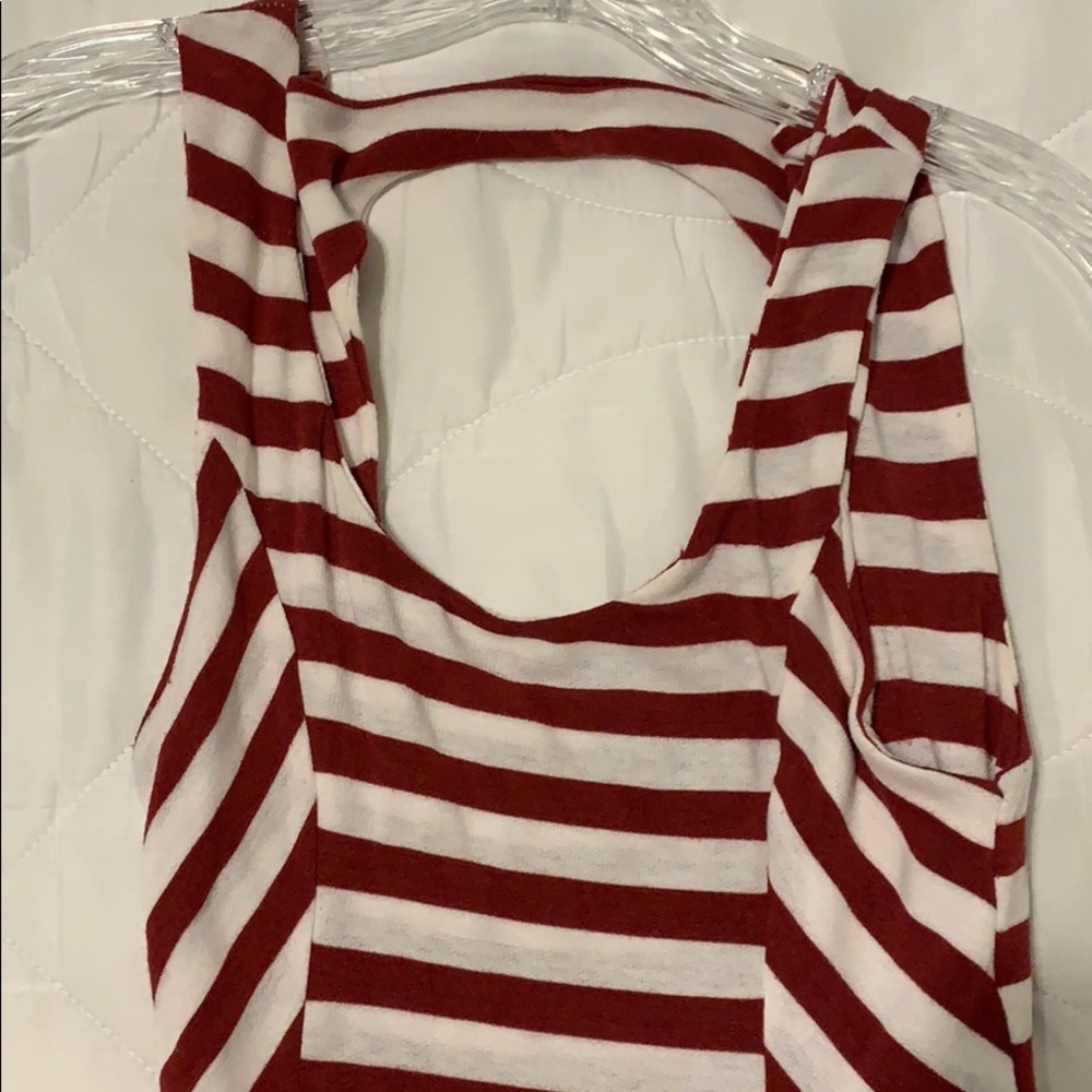 red and cream striped short dress, size S